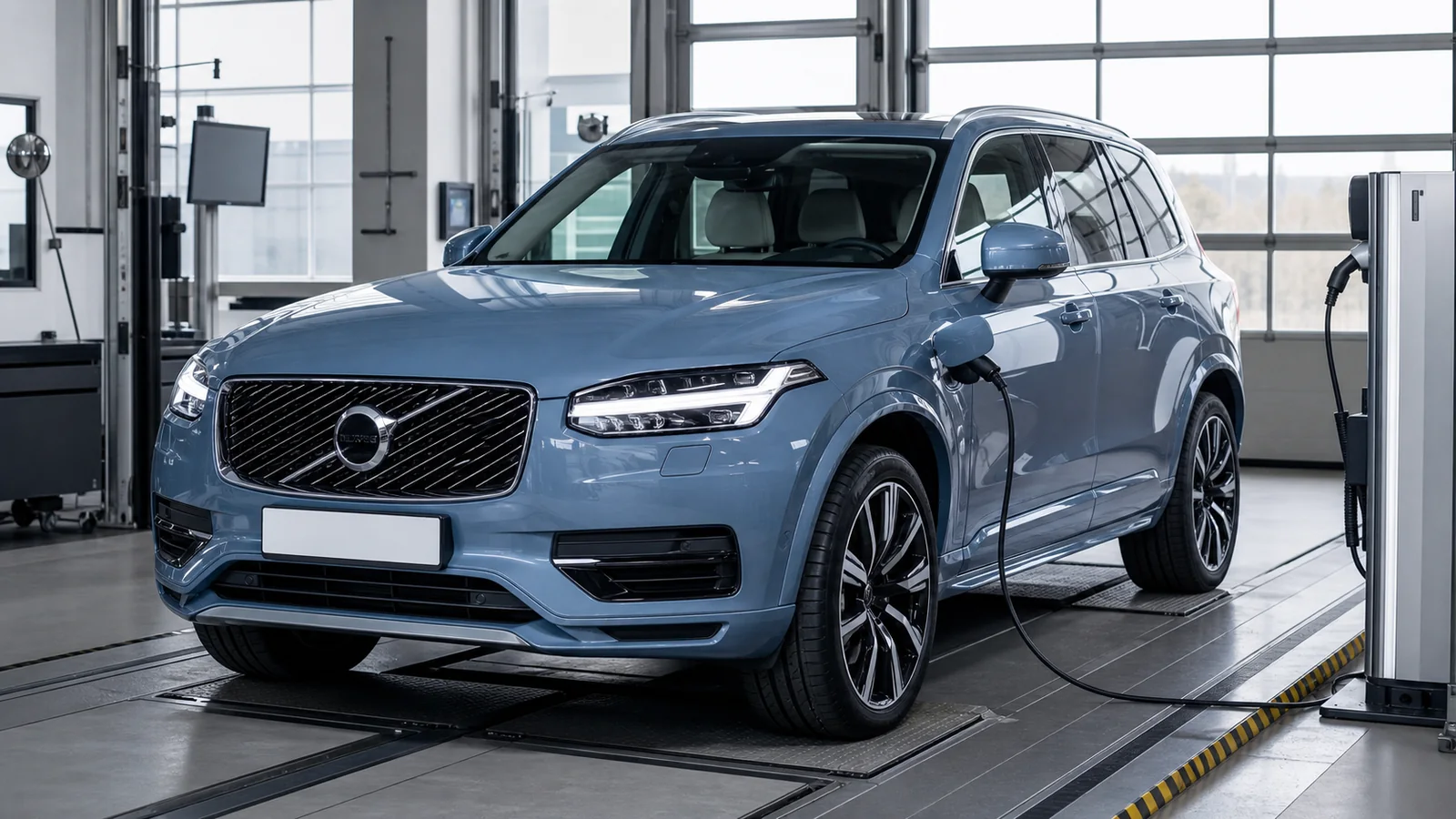 ولوو XC90 آبی پلاگین هیبرید در خط بررسی فنی